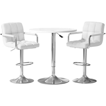 Artiss Height Adjustable Swivel Bar Table Set White