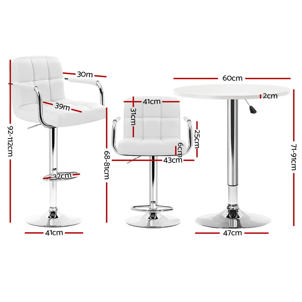 Artiss Height Adjustable Swivel Bar Table Set White