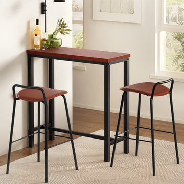 Artiss Bar Table and 2 Stools Set Industrial MDF Steel Brown Black