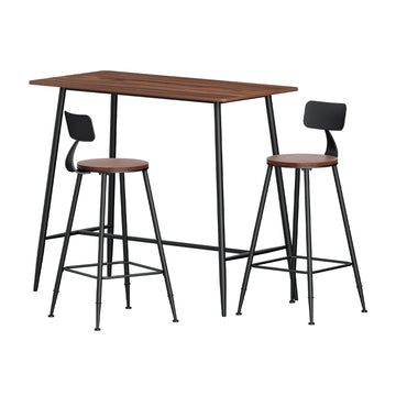 Artiss Industrial Bar Table Stools Set Oak Black 120cm