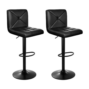 Artiss Gas Lift Bar Stool Set of 2 Crossed Back PU Leather Black