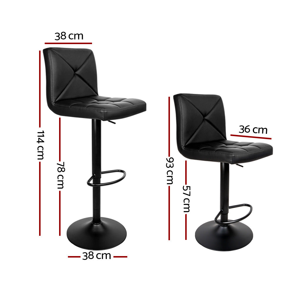 Artiss Gas Lift Bar Stool Set of 2 Crossed Back PU Leather Black