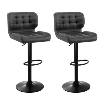 Artiss Gas Lift Bar Stool PU Leather Padded Swivel Grey