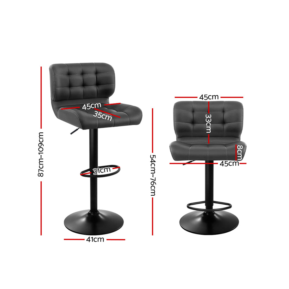 Artiss Gas Lift Bar Stool PU Leather Padded Swivel Grey