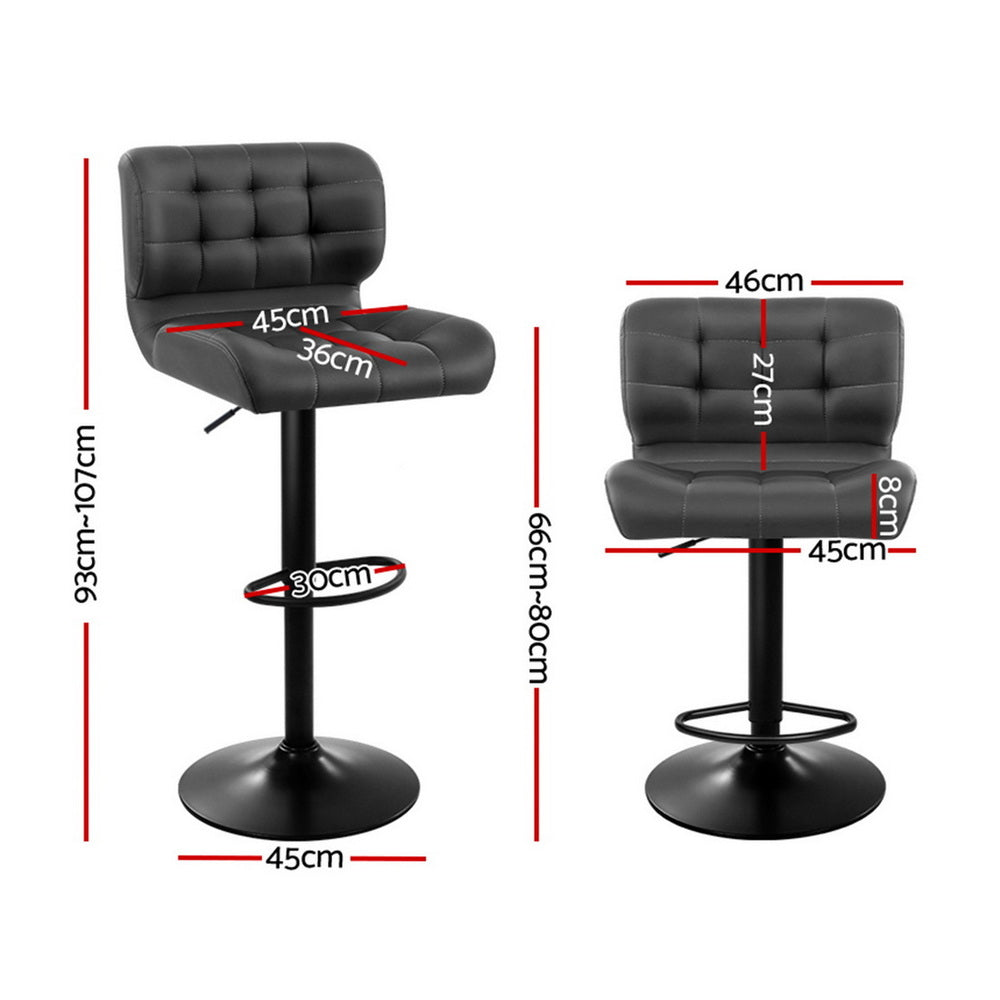 Artiss Gas Lift Bar Stool Padded PU Leather Grey