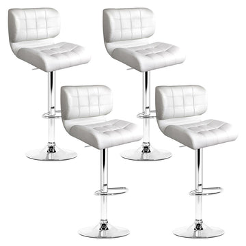 Artiss Gas Lift Bar Stool Set of 4 Padded PU Leather White