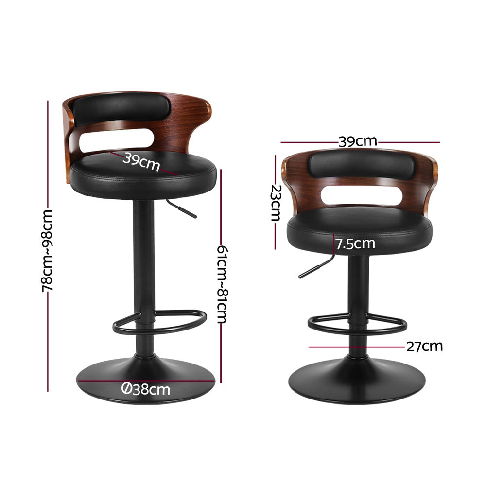 Artiss Bar Stools Gas Lift Faux Leather Black Set of 4