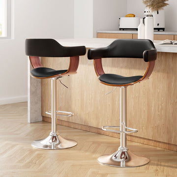 Artiss Gas Lift Bar Stools with Armrest Set of 2