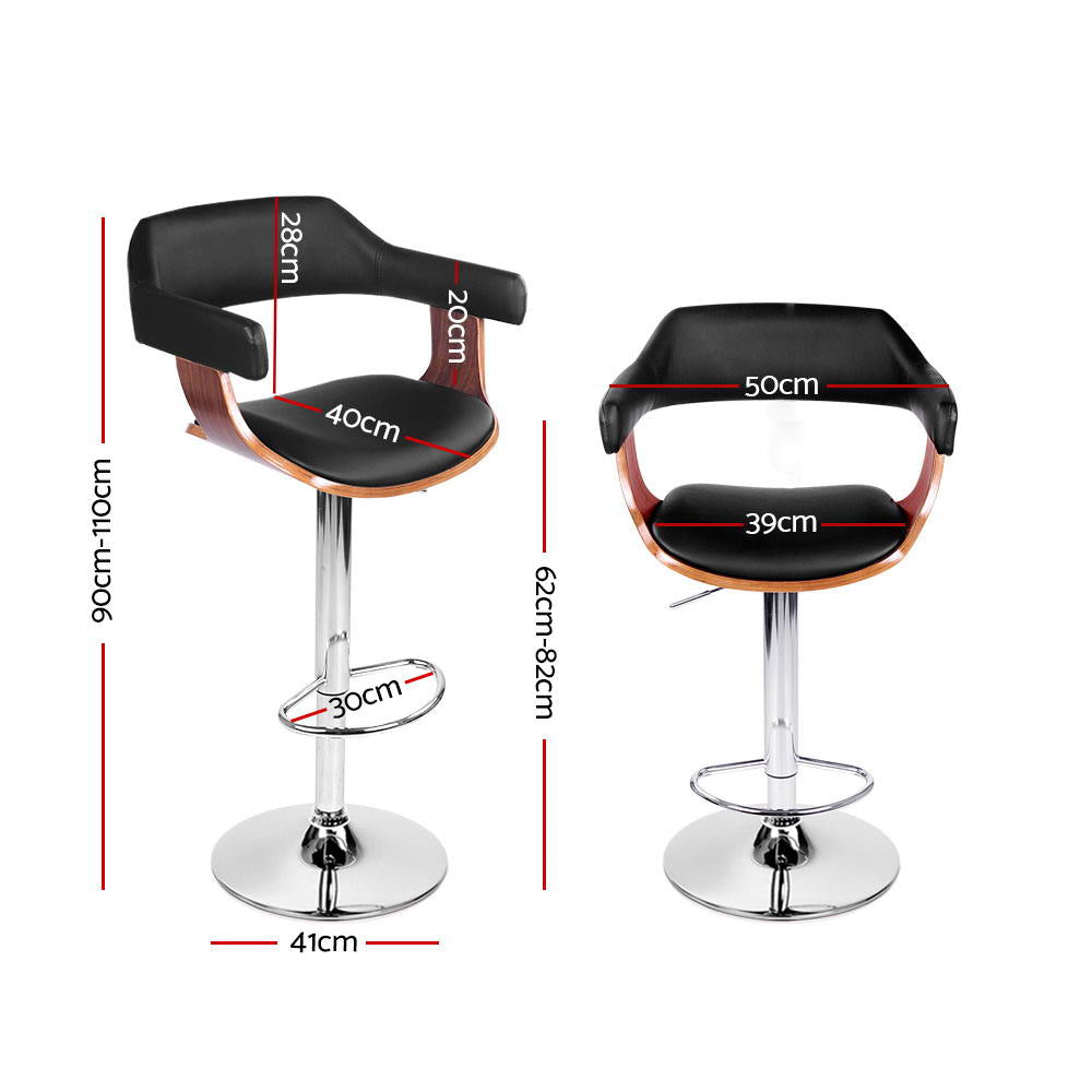 Artiss Gas Lift Bar Stools with Armrest Set of 2