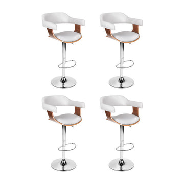 Artiss Bar Stools Gas Lift with Armrests White PU Leather