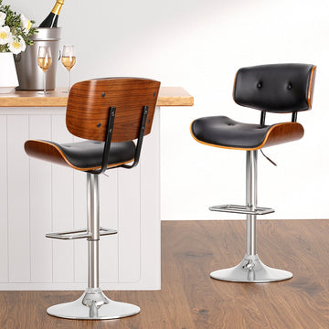 Artiss Mid-Century Swivel Bar Stool Gas Lift Bentwood Black