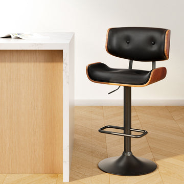 Artiss Gas Lift Bar Stool Black PU Leather