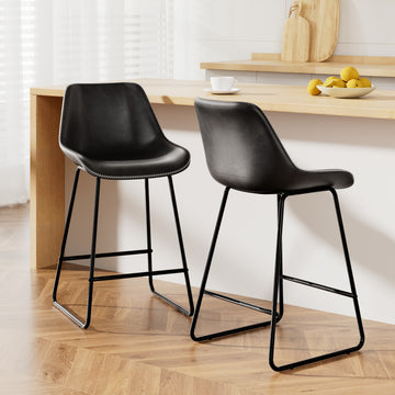 Artiss PU Leather Bar Stool Foam Padded Kitchen Counter Black