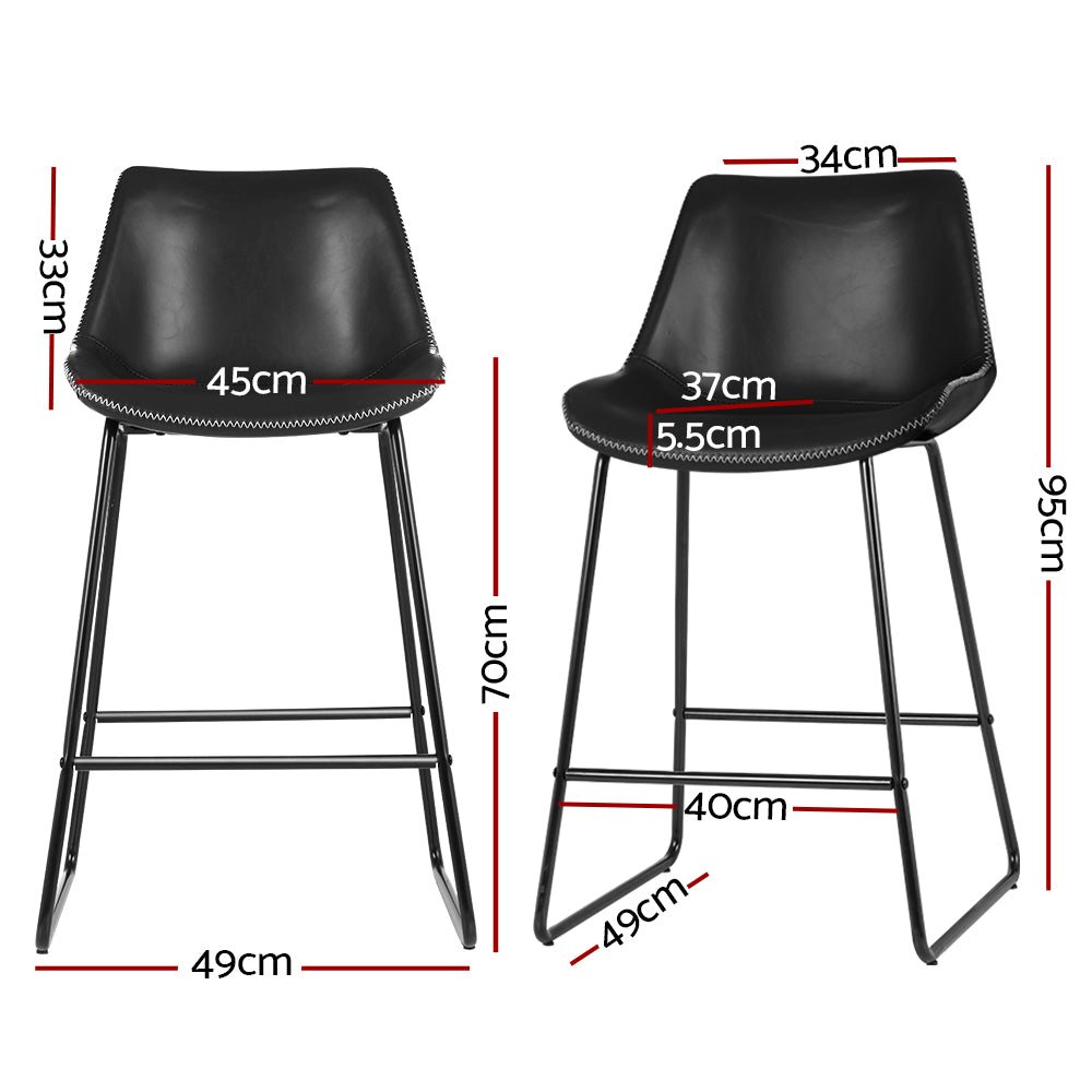 Artiss PU Leather Bar Stool Foam Padded Kitchen Counter Black