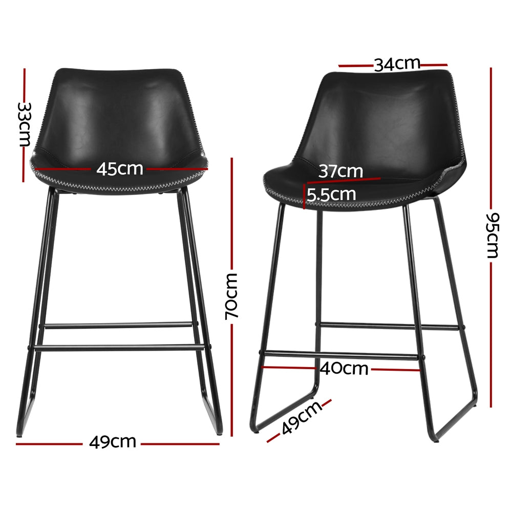 Artiss PU Leather Bar Stools Diamond Quilted Metal Legs Black