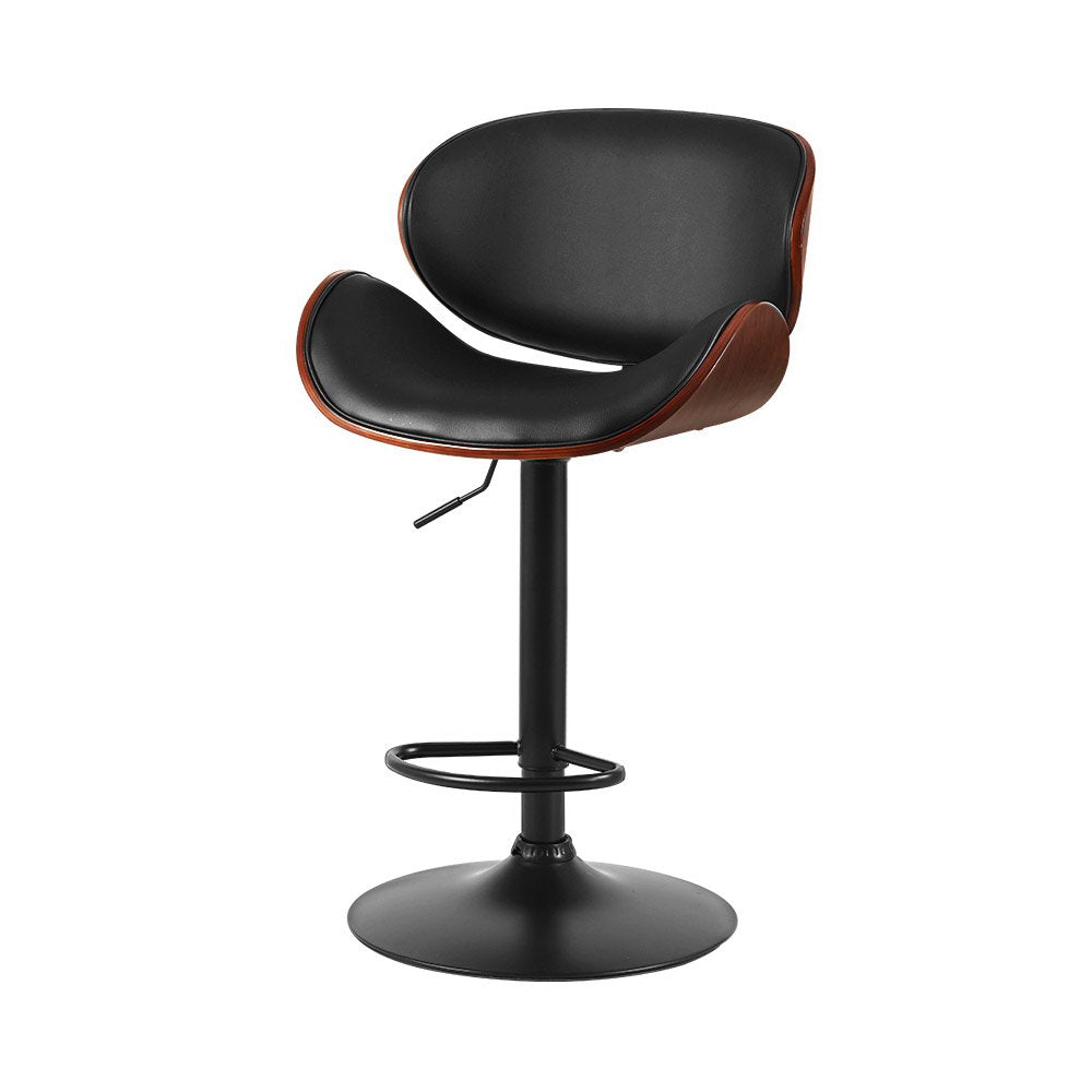 Artiss Swivel Gas Lift Bar Stool PU Leather Height Adjustable Black