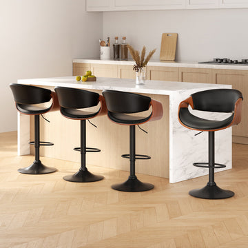 Artiss Gas Lift Bar Stools with Armrests Black