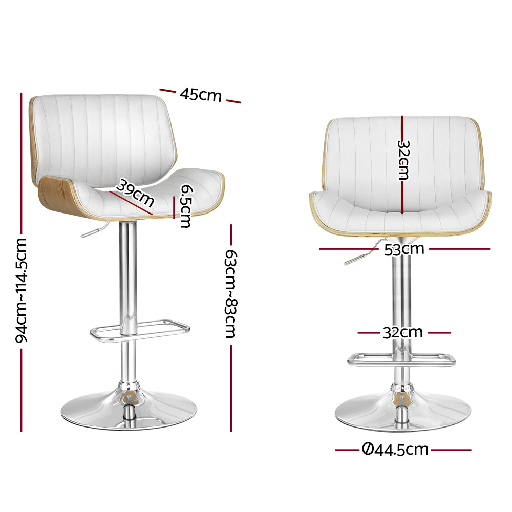 Artiss Galina Swivel Bar Stool White PU Leather Bentwood