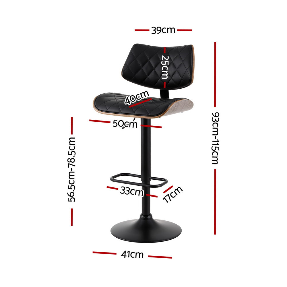 Artiss Bentwood Bar Stools Set of 4 PU Leather Black