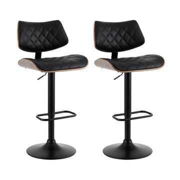 Artiss Gas Lift Bar Stools Set of 2 PU Leather Black