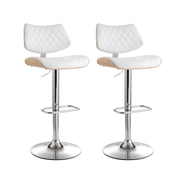 Artiss Gas Lift Bar Stool Bentwood Back PU Leather White