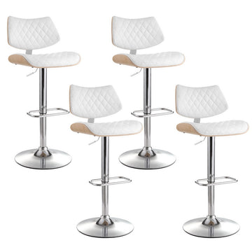 Artiss Bar Stools Gas Lift Bentwood Backrest PU Leather White