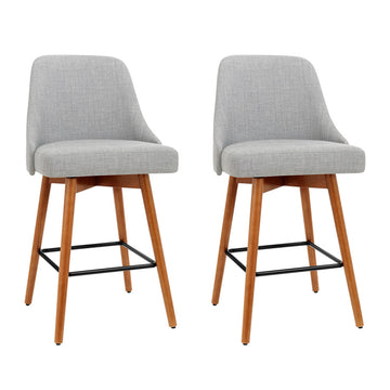 Artiss Swivel Bar Stool with Padded Linen Seat and Backrest Grey