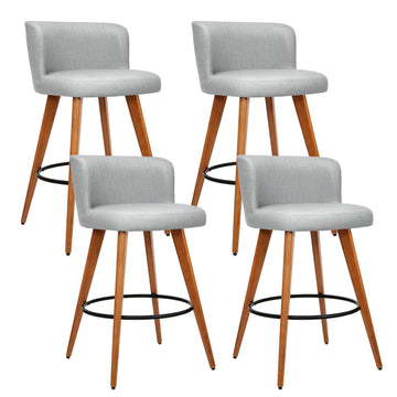 Artiss Wooden Bar Stools Linen Low Back Barrel Seat Grey