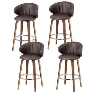 Artiss Bar Stools Contoured Backrest PU Leather Set of 4 Brown