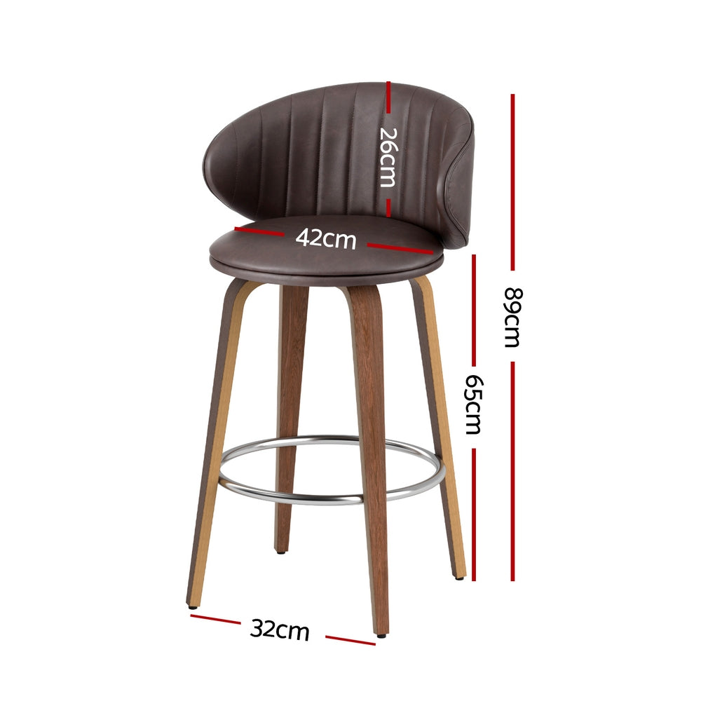 Artiss Bar Stools Contoured Backrest PU Leather Set of 4 Brown
