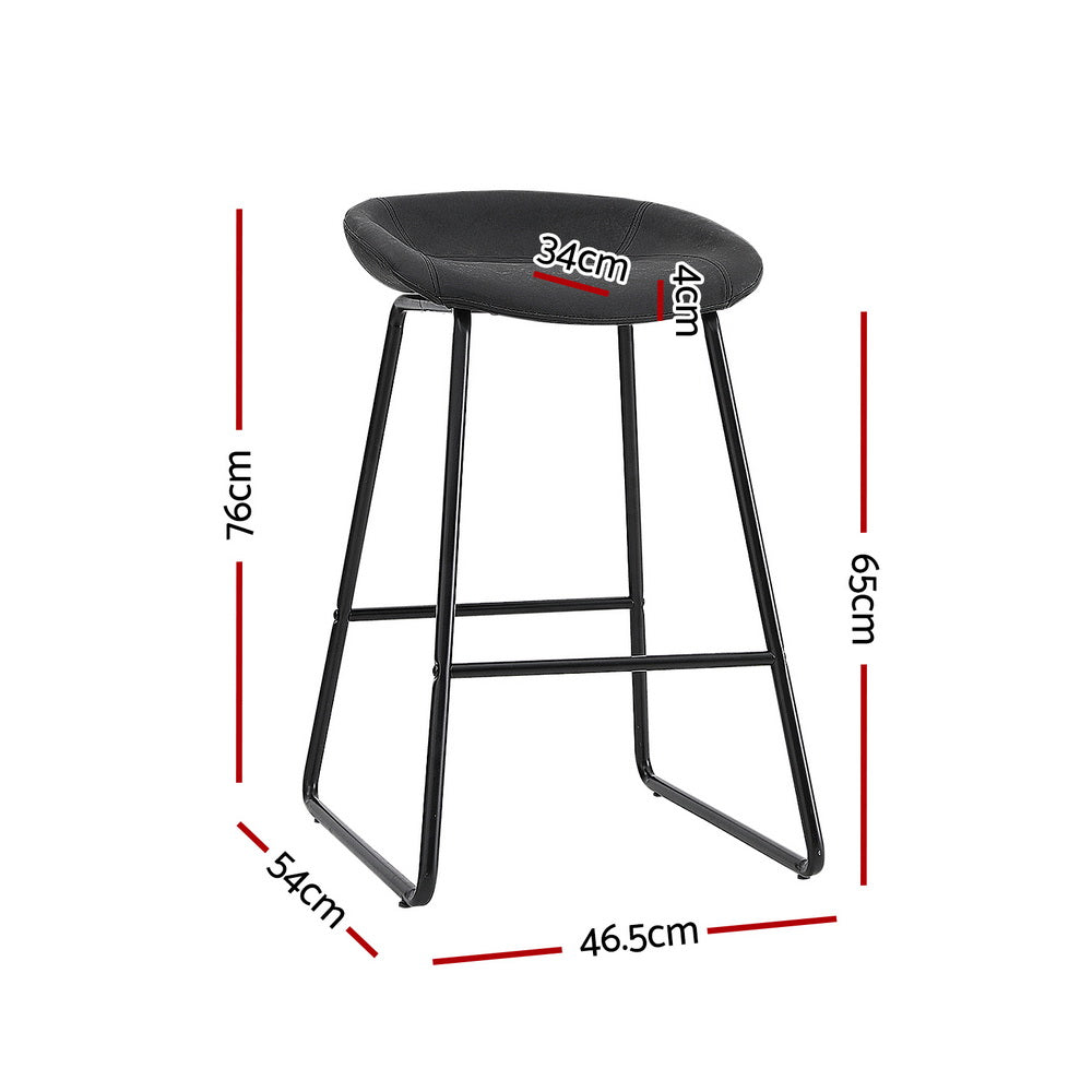 Artiss Bar Stools Set of 2 Black PU Leather Metal Frame