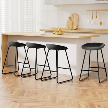Artiss Bar Stools Set of 4 PU Leather Metal Frame Black