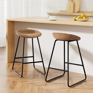 Artiss Bar Stools Set of 2 Brown PU Leather Metal Frame