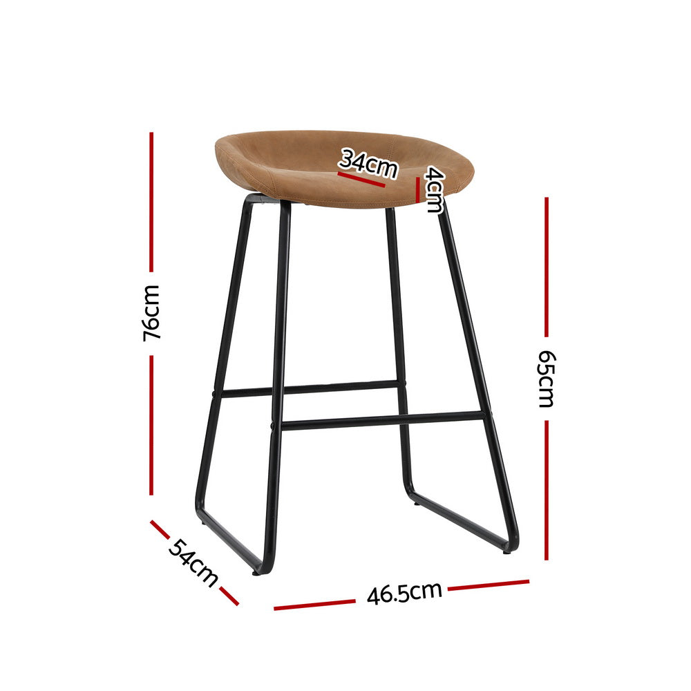 Artiss Bar Stools Set of 2 Brown PU Leather Metal Frame