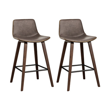 Artiss Bentwood Bar Stools PU Leather Bucket Seat Walnut