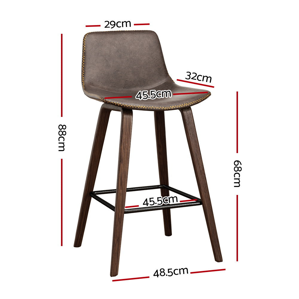 Artiss Bentwood Bar Stools PU Leather Bucket Seat Walnut