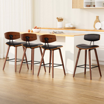 Artiss Bentwood Bar Stools Set of 4 PU Leather Padded Black