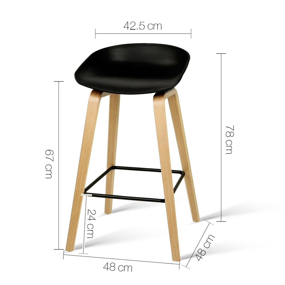 Artiss Bentwood Bar Stool PP Seat Metal Footrest Black