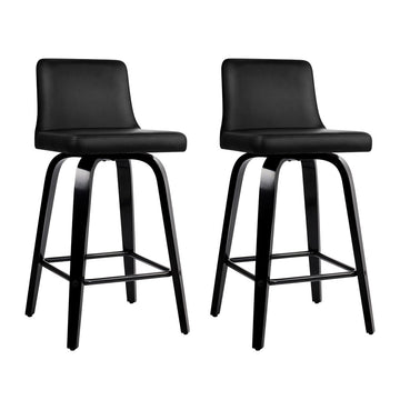 Artiss Swivel Bar Stools PU Leather Padded Bentwood Frame Black