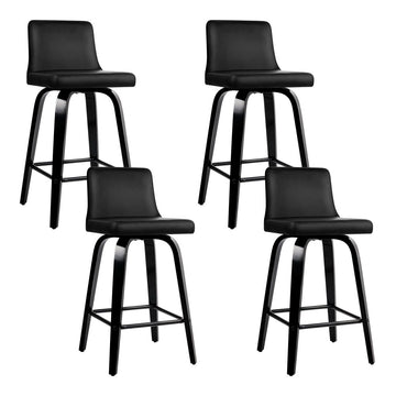 Artiss Wooden Swivel Bar Stools PU Leather Low Back Black