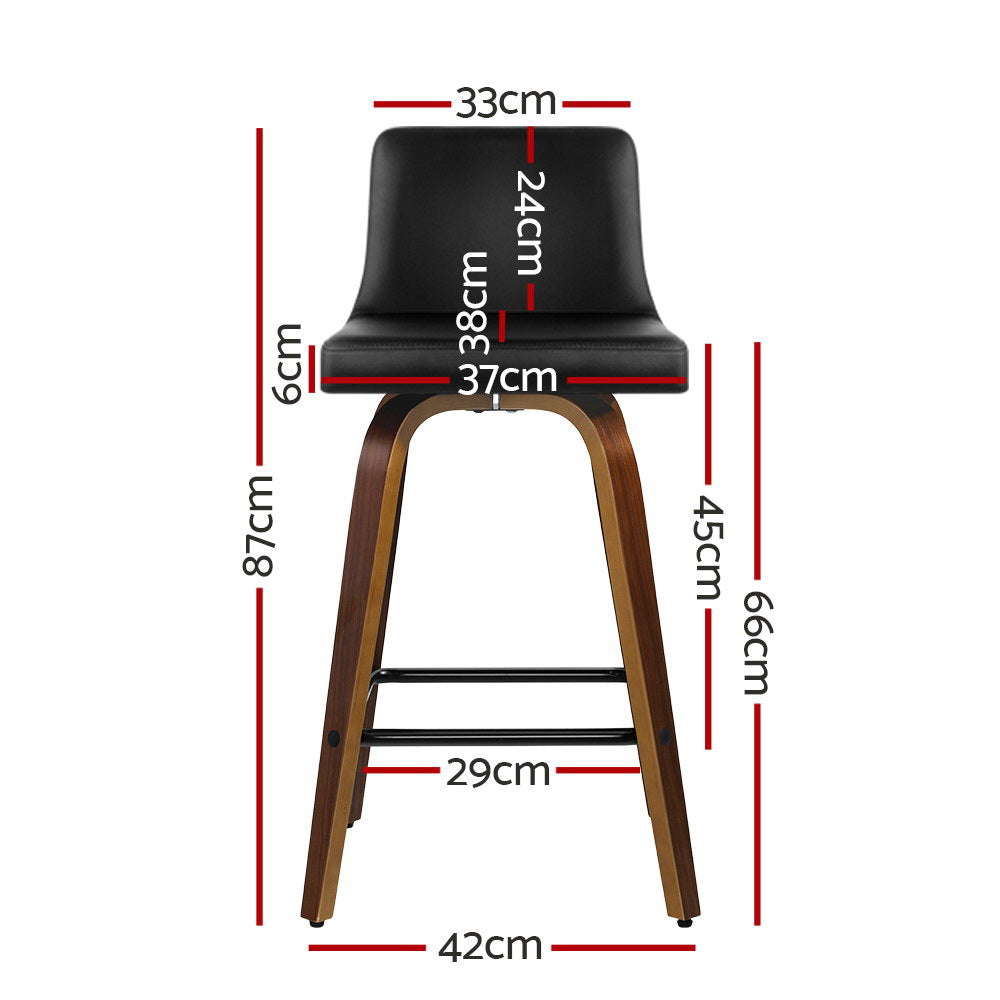 Artiss Swivel Bar Stool PU Leather Padded Wooden Frame Black