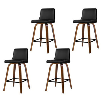 Artiss Swivel Bar Stool PU Leather Seat Bentwood Walnut Legs