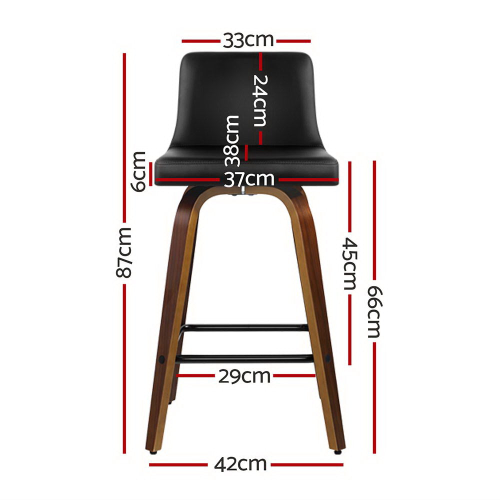 Artiss Swivel Bar Stool PU Leather Seat Bentwood Walnut Legs