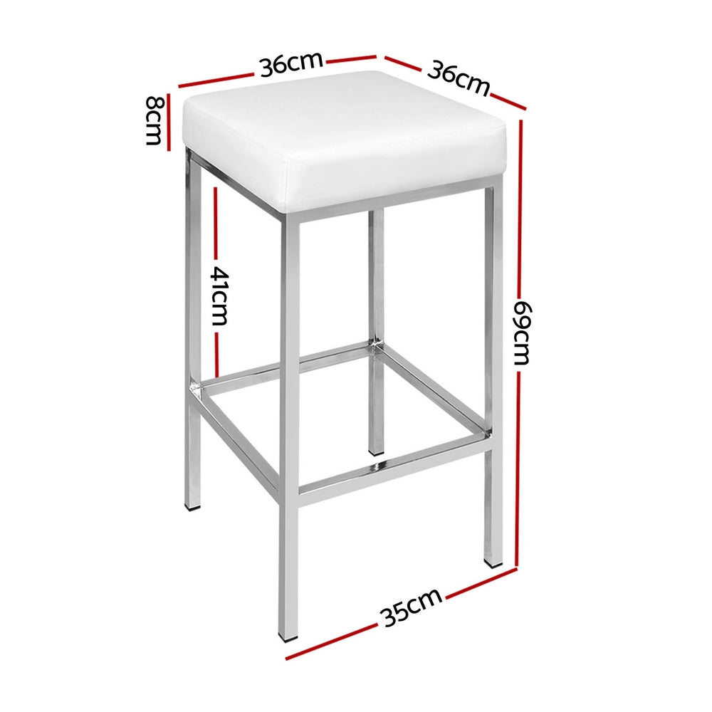 Artiss PU Leather Bar Stool Chrome Base Padded Seat White