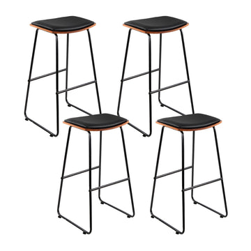Artiss Porter Bar Stools Set of 4 Faux Leather Padded Black