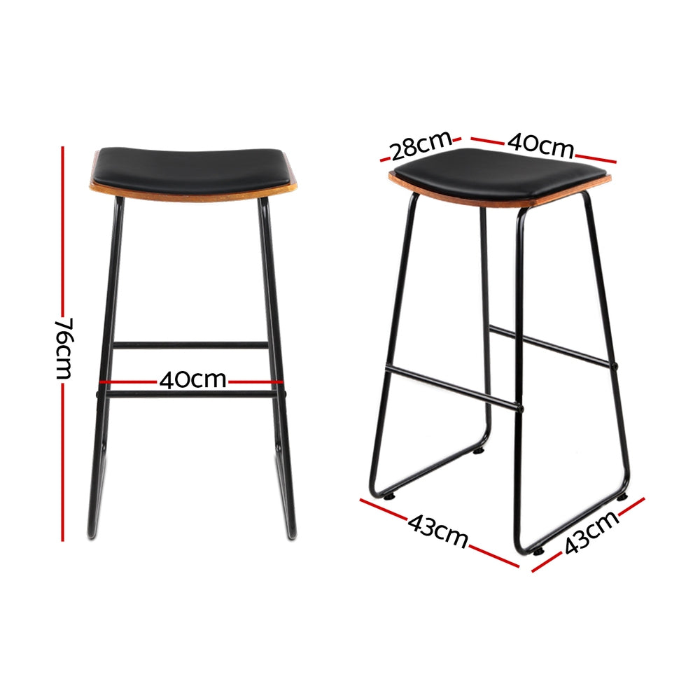 Artiss Porter Bar Stools Set of 4 Faux Leather Padded Black