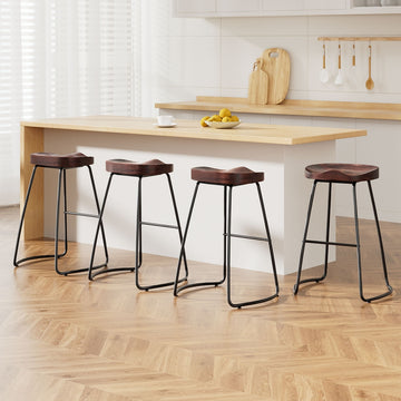 Artiss Industrial Tractor Seat Bar Stools Set of 4 Pine Wood 65cm