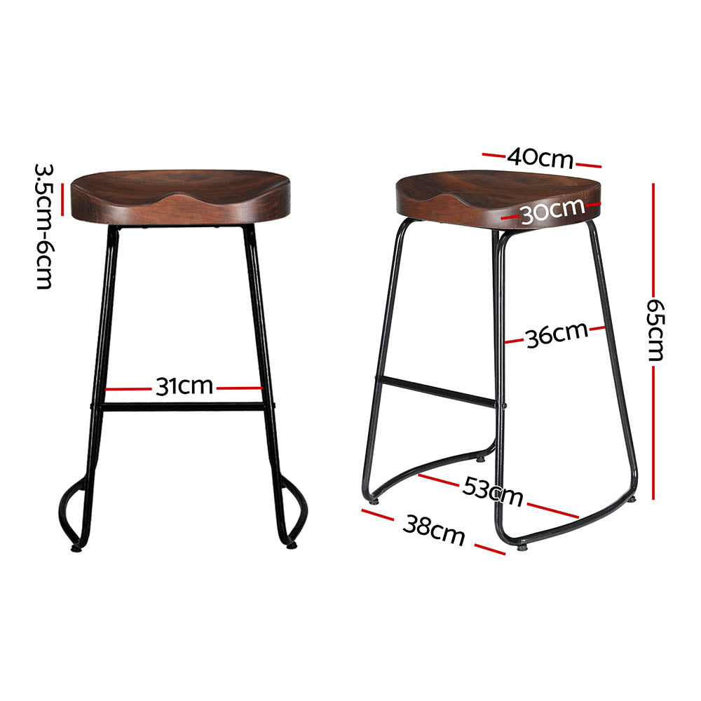 Artiss Industrial Tractor Seat Bar Stools Set of 4 Pine Wood 65cm