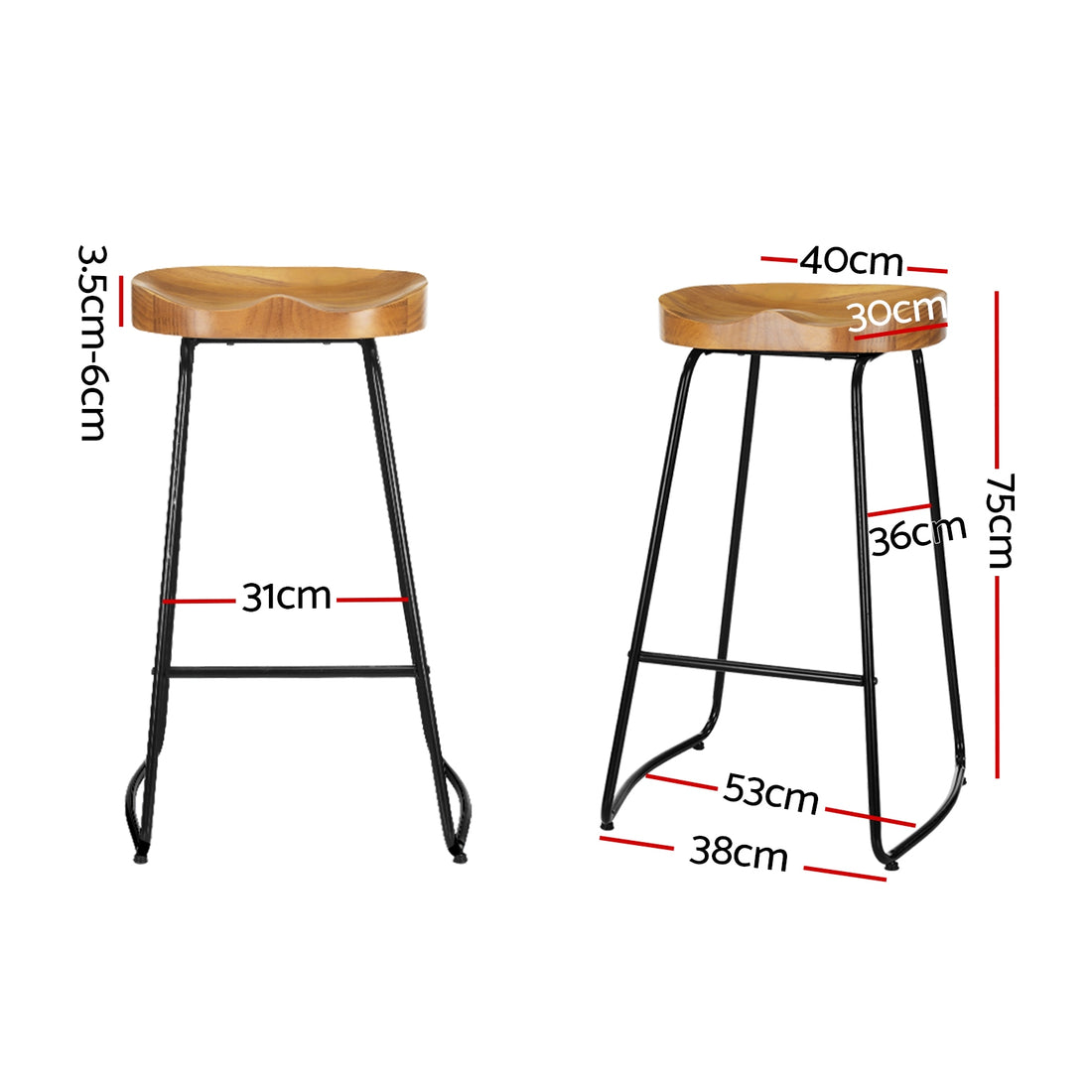 Artiss Industrial Tractor Seat Bar Stool Wooden Pine 75cm