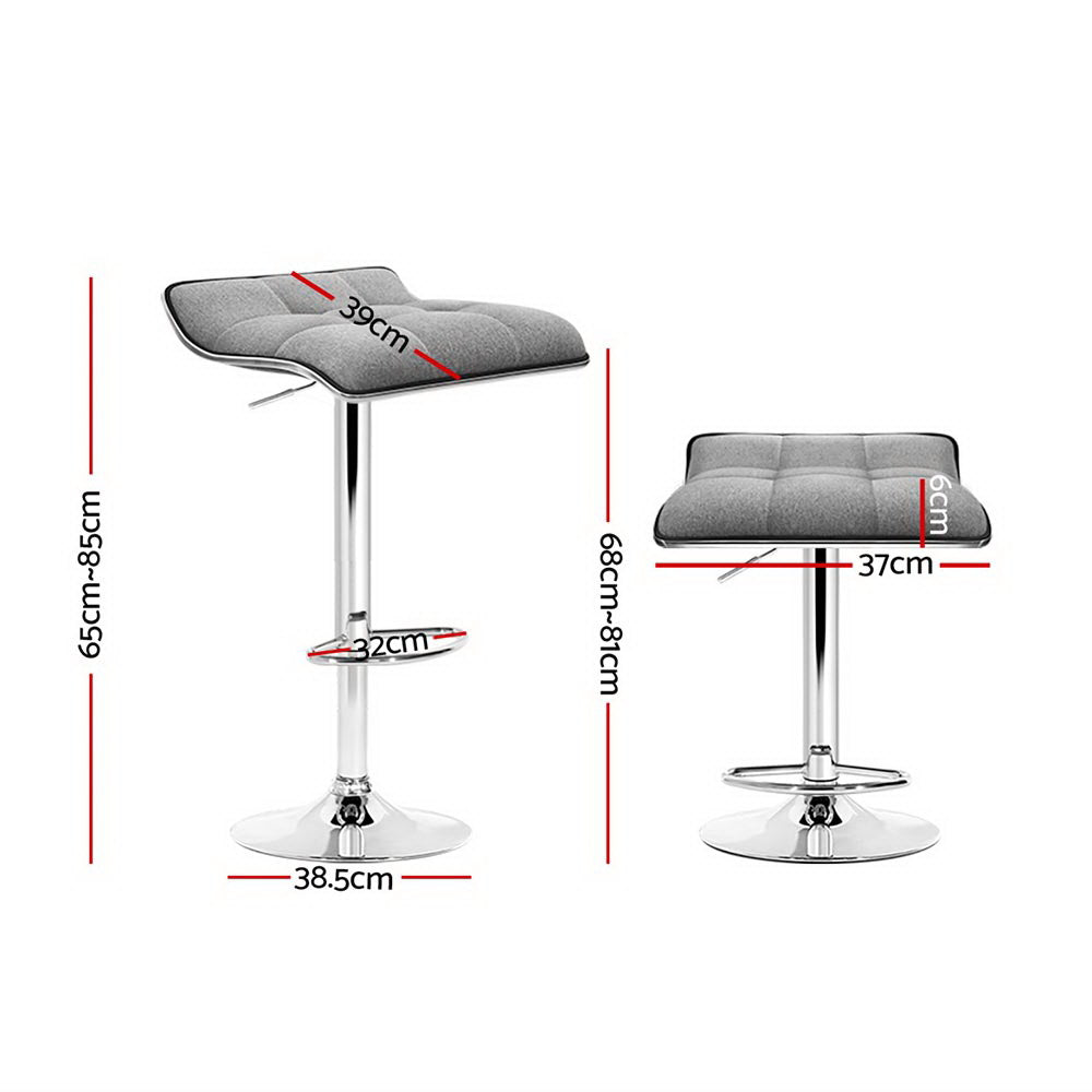 Artiss Gas Lift Swivel Bar Stool Height Adjustable Linen Fabric Grey